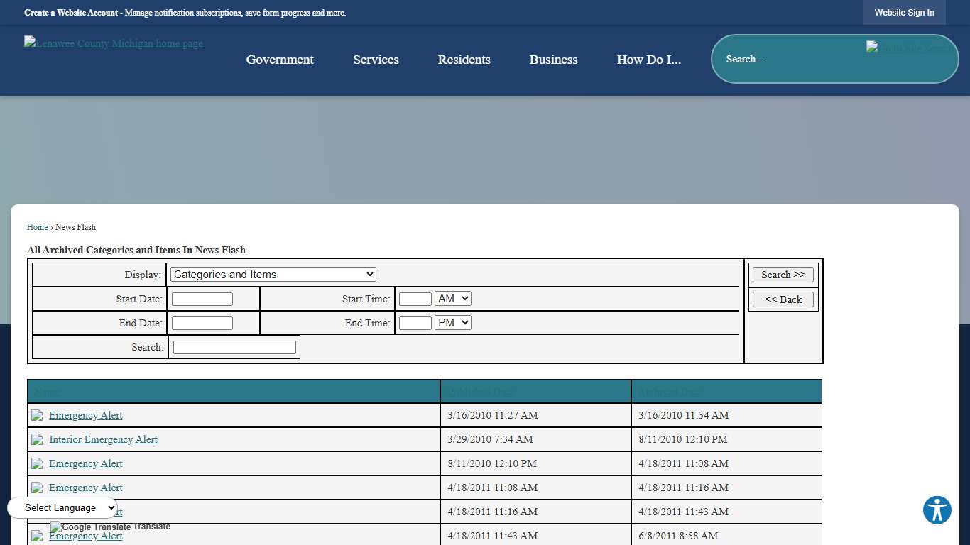 News Flash • Lenawee County, MI • CivicEngage